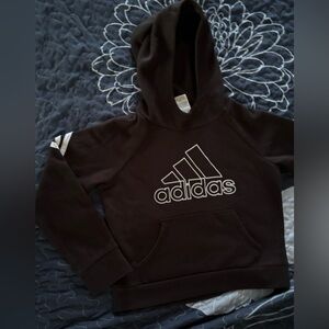 Adidas big  Kids Black sweatshirt Hoodie with White Logo sz Large(10-12)